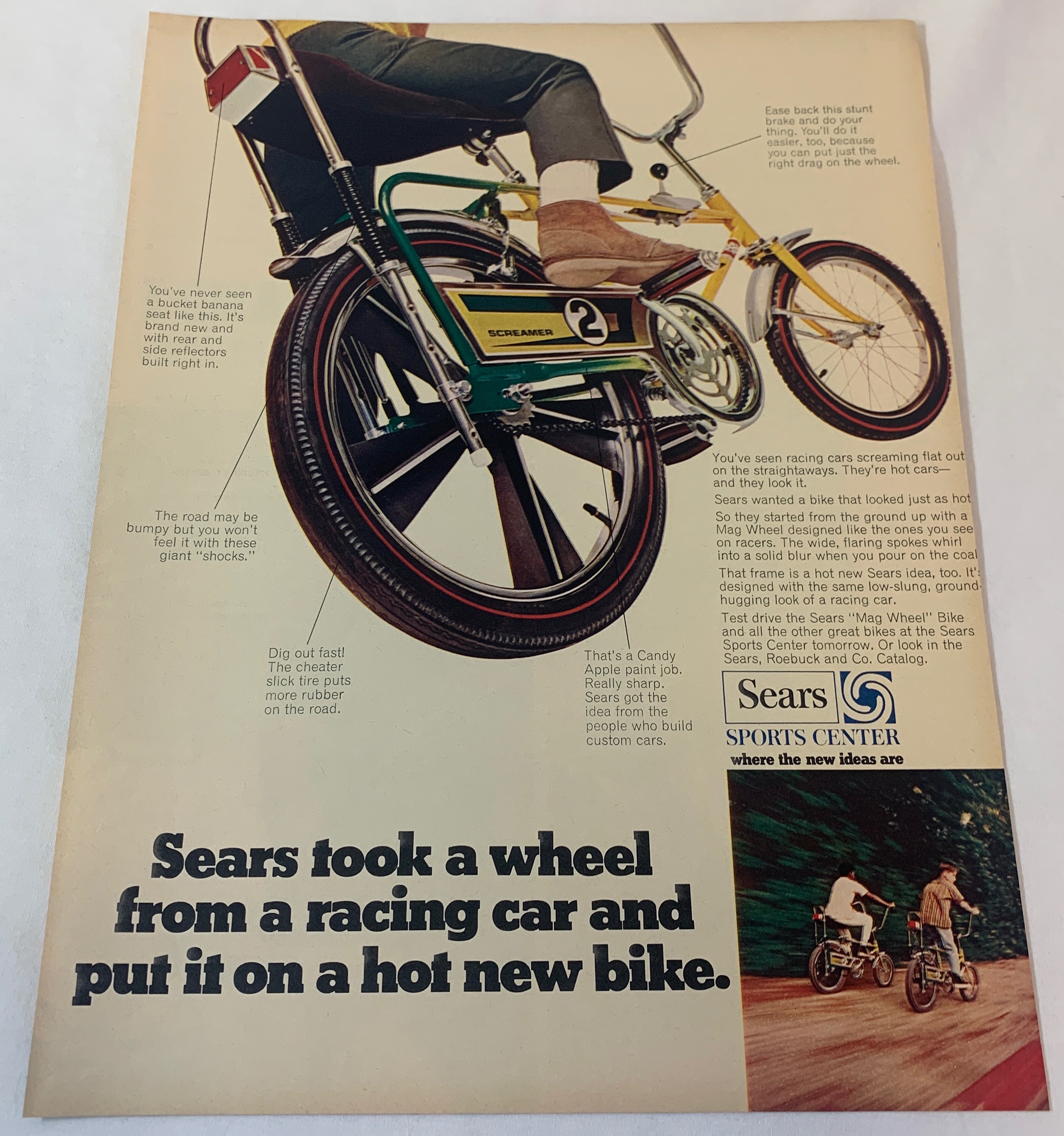 1969 SEARS bicycle ad ~ SCREAMER 2 ~ wheel from a racing car | eBay