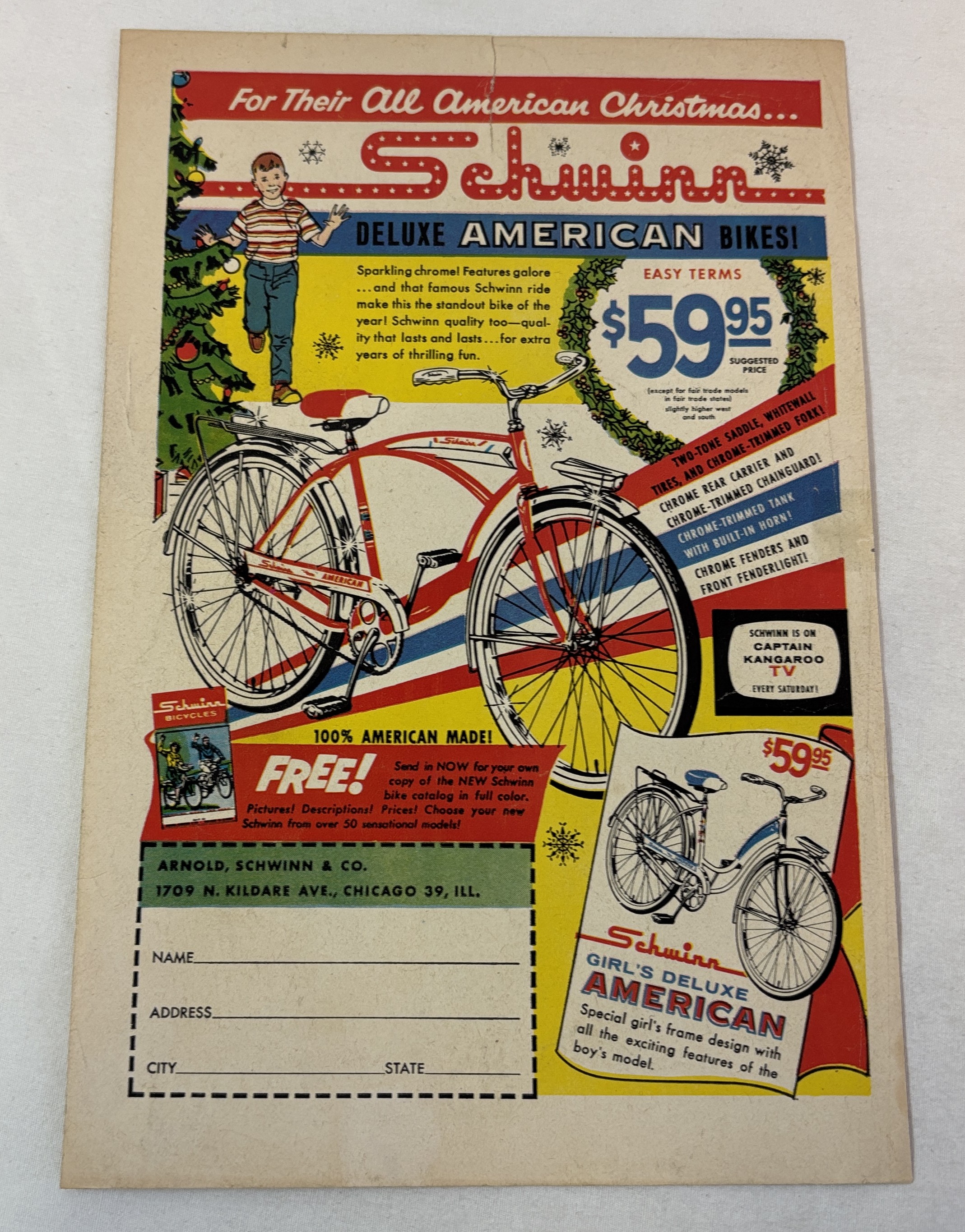 1962 Schwinn bicycle ad page ~ ALL AMERICAN CHRISTMAS | eBay