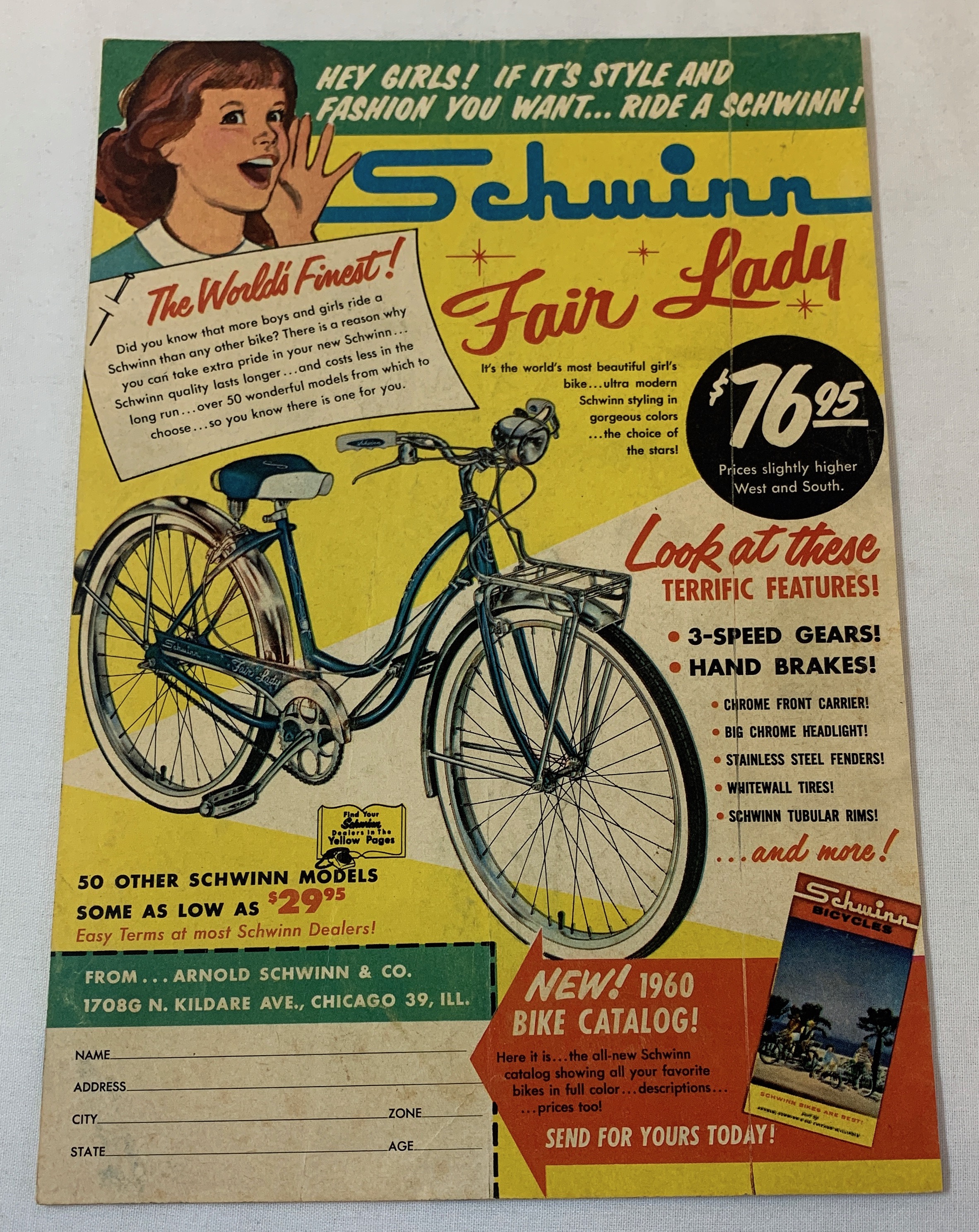 Schwinn cycle truck bikes vintage advertisement reproduction steel sign