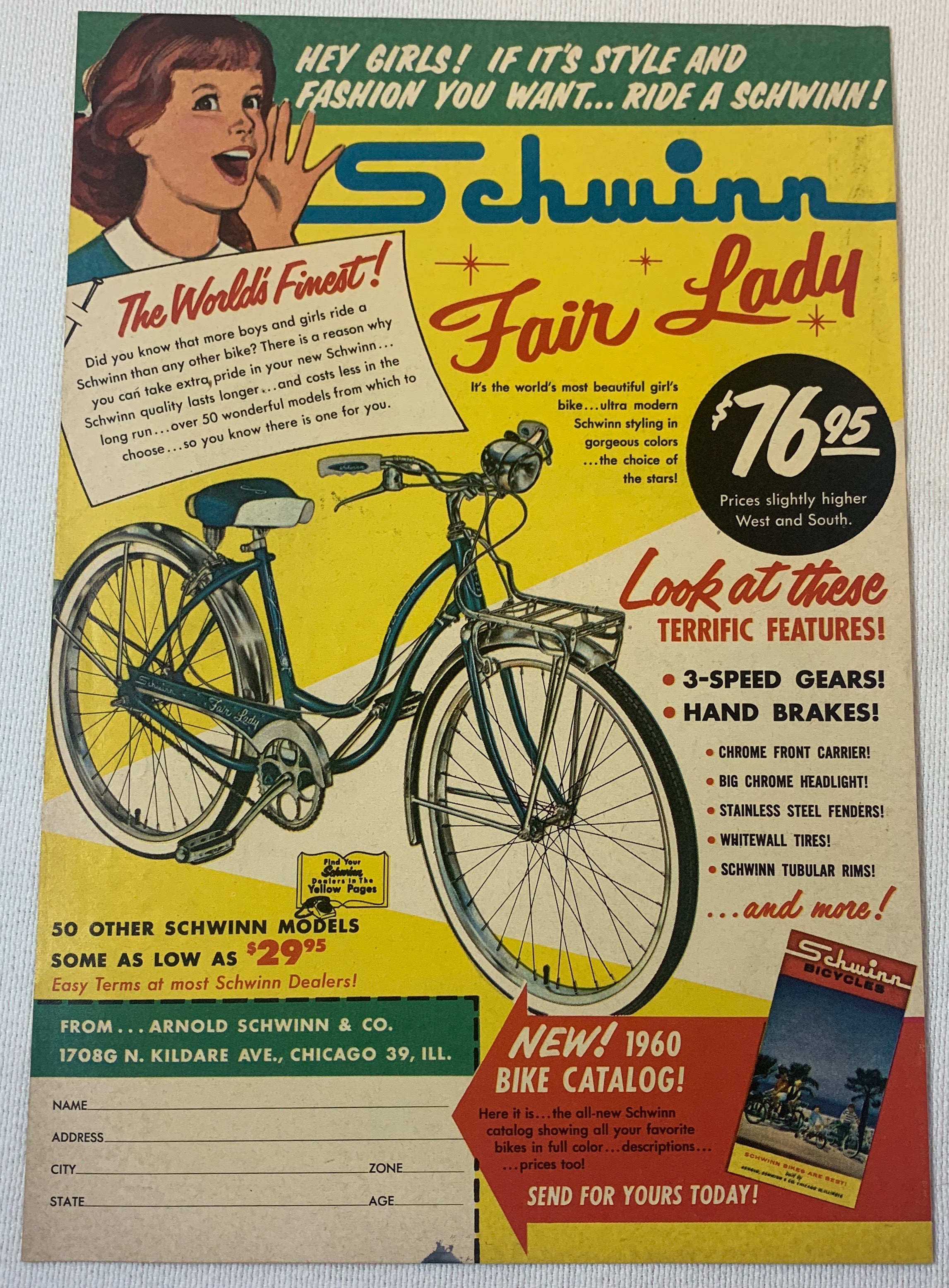 1960 SCHWINN FAIR LADY bicycle ad page | eBay