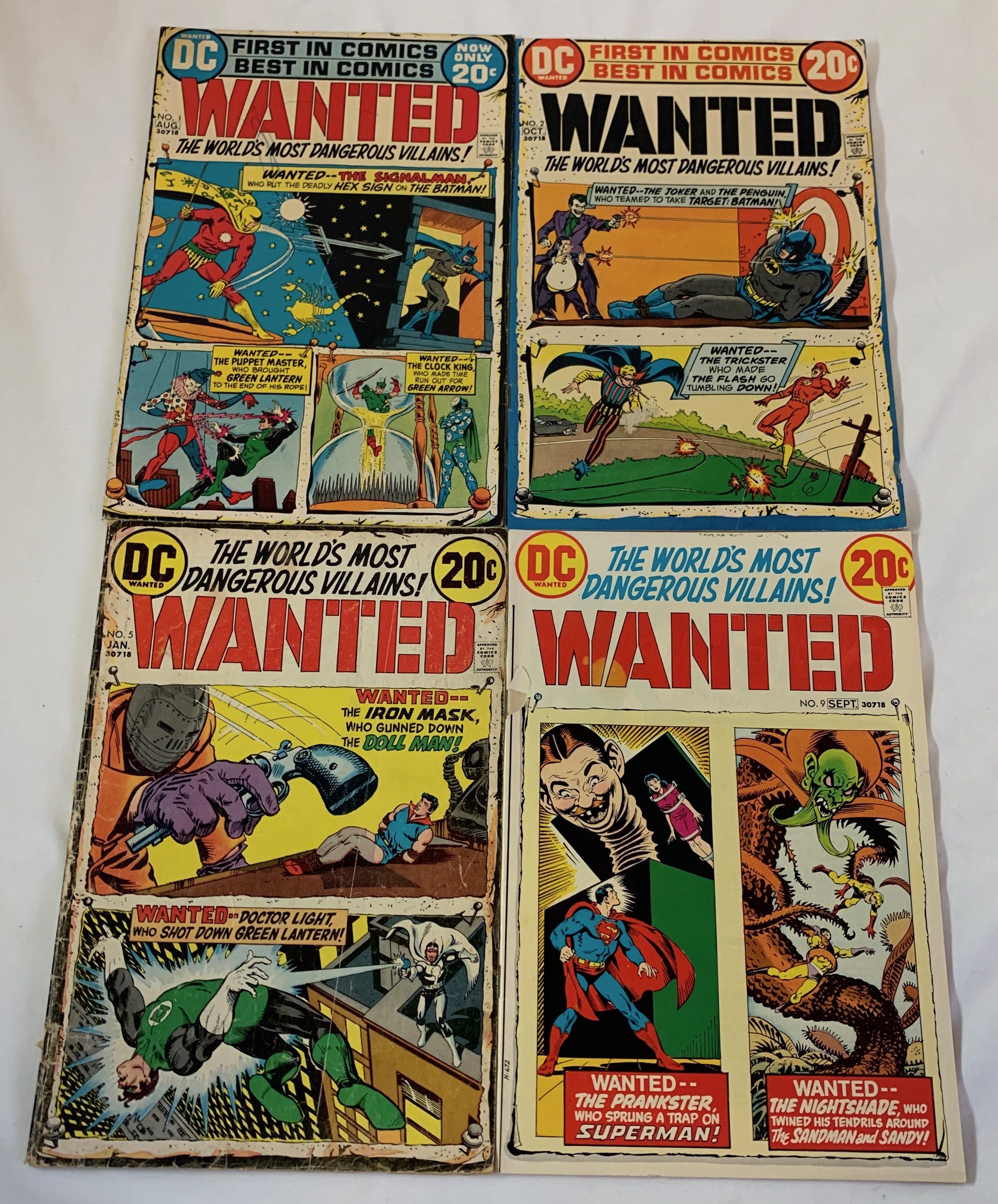 1970s DC Comics WANTED World's Most Dangerous Villains #1 2 5 9