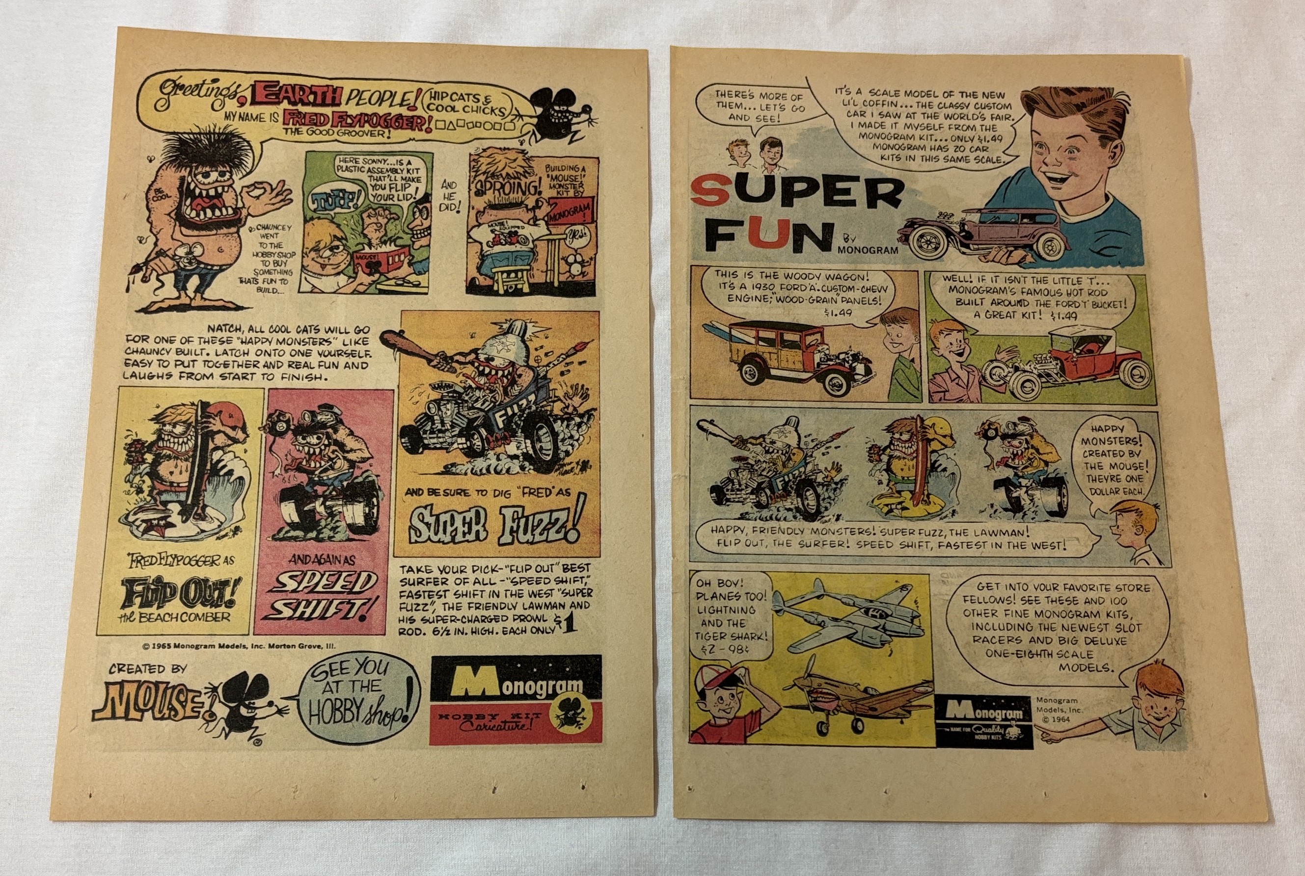 lot of two 1960s MONOGRAM HOT ROD model kit cartoon ads | eBay