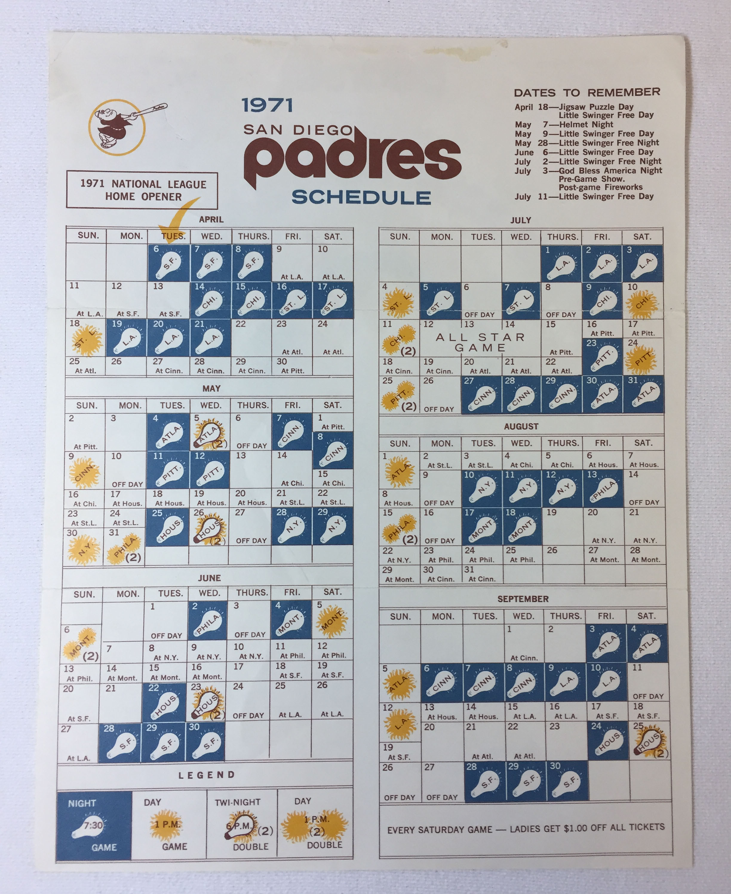 San Diego Padres Printable Schedule