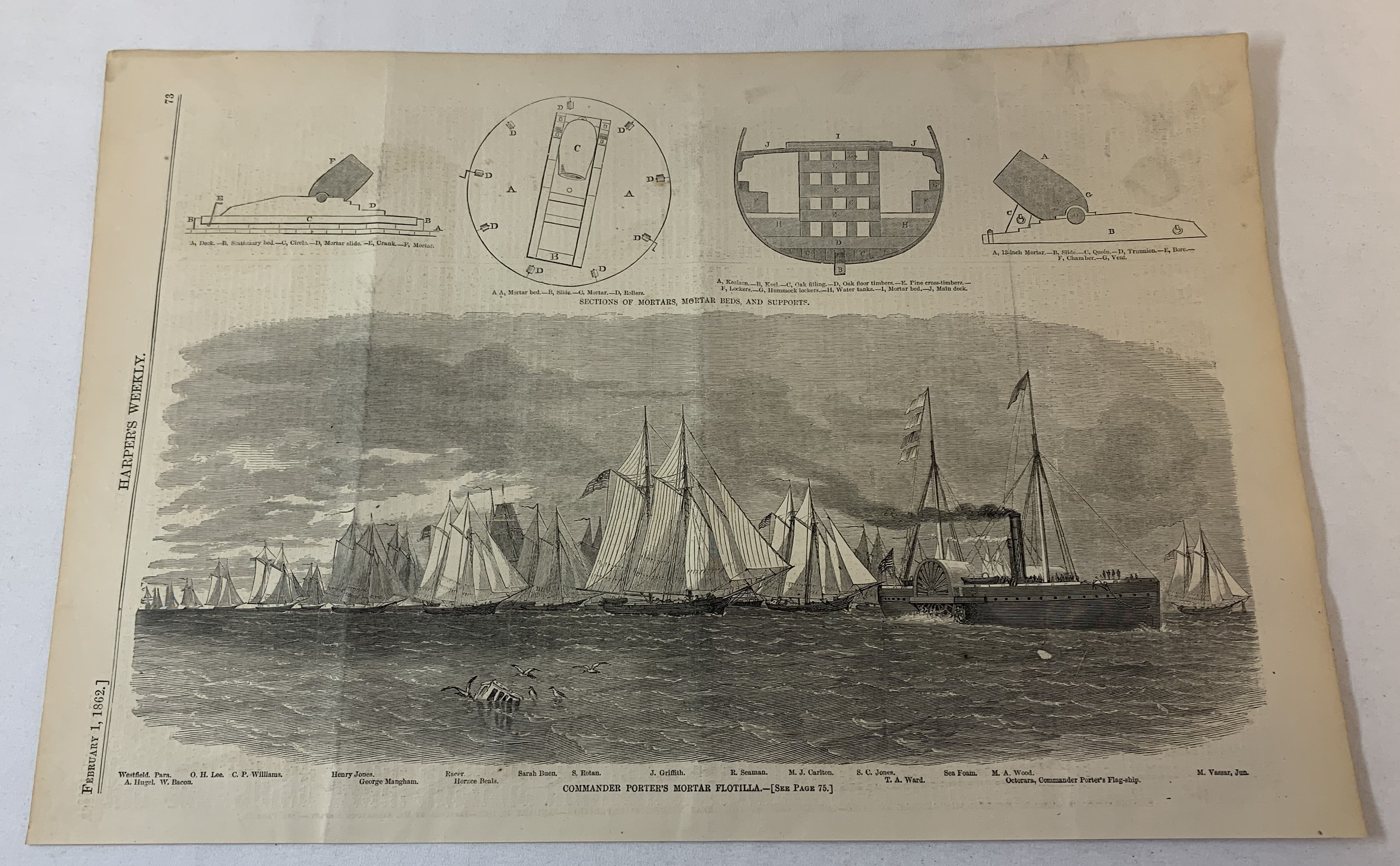 1862 Magazine Engraving 11x16 Commander David Dixon Porter S Malta Flotilla Ebay