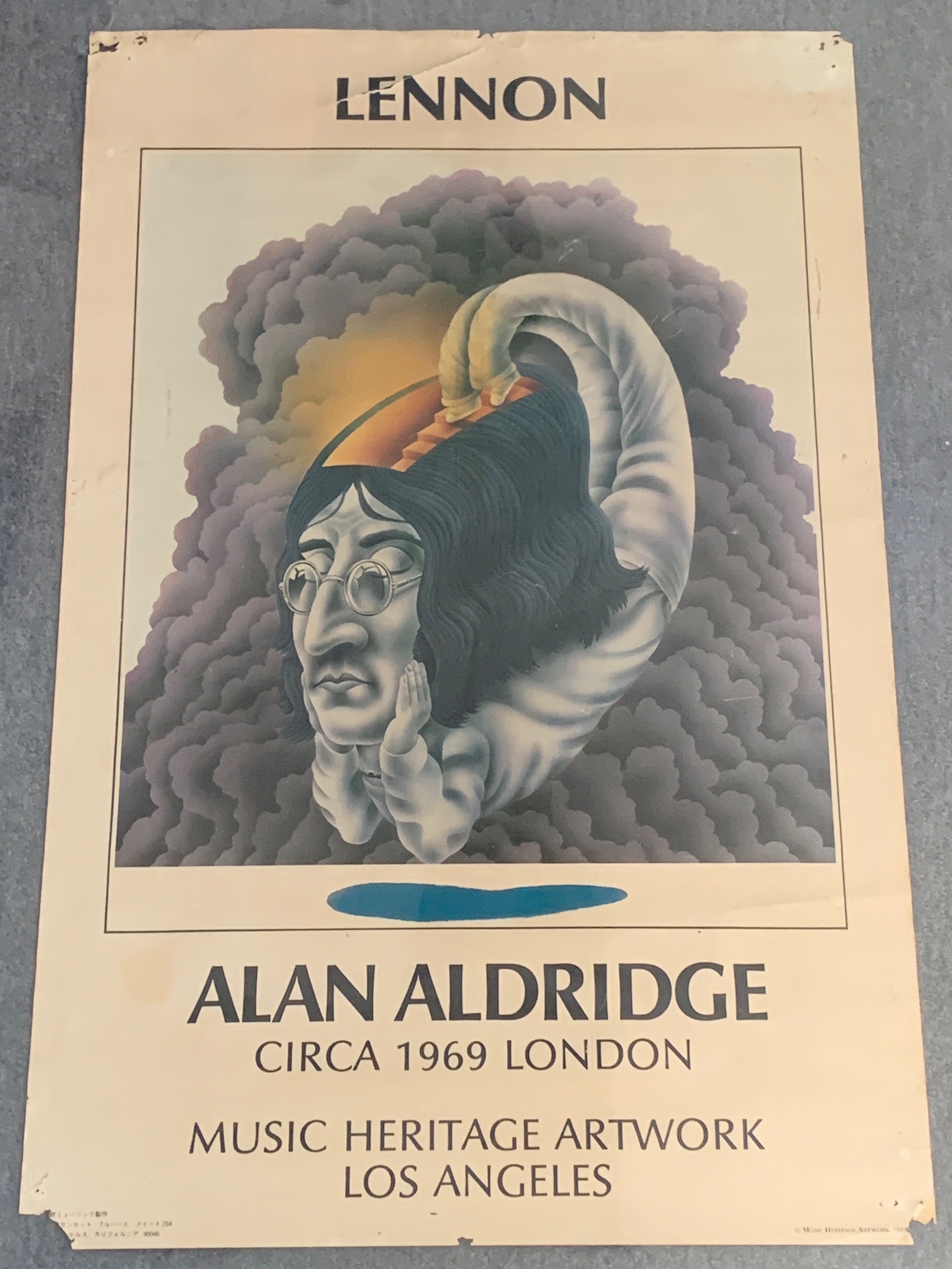 1983 poster ~ JOHN LENNON - ALAN ALDRIDGE circa 1969 London ~low